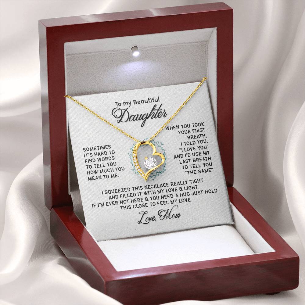 To My Daughter Necklace – Graduation & Christmas Gift from Mom – Forever Love Necklace