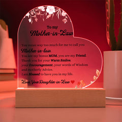 Mother-in-Law Heart Keepsake, Elegant Acrylic Gift, Loving Appreciation Present