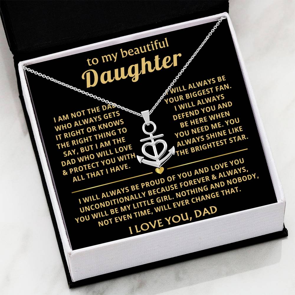 To My Daughter Necklace Gift from Dad for Birthday, Graduation, Christmas & Valentine's Day - Anchor Pendant Necklace