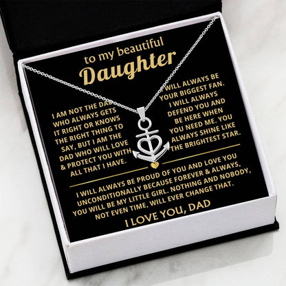 To My Daughter Necklace Gift from Dad for Birthday, Graduation, Christmas & Valentine's Day - Anchor Pendant Necklace