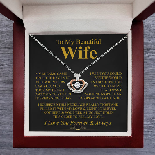 To My Wife Necklace - Thoughtful Gift from Husband to Wife - Crown Pendant Necklace
