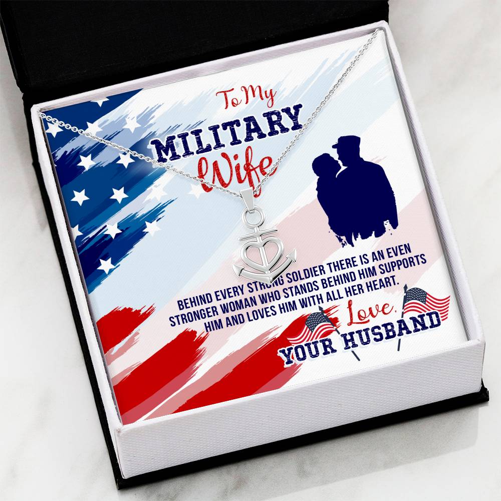 To My Military wife Gift from Husband - Anchor Pendant Necklace