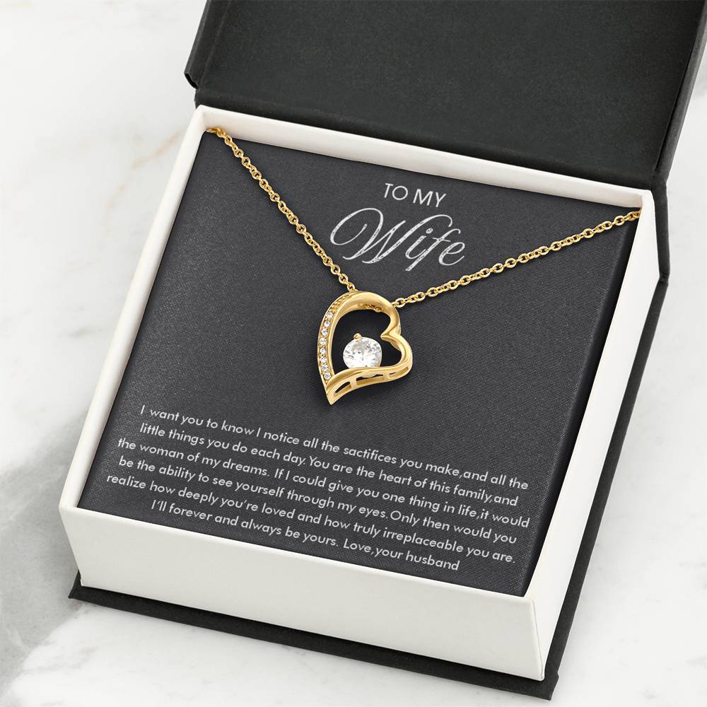 To My Wife Necklace - Beautiful Wife Jewelry Gift for Birthday, Valentine’s Day & Special Romantic Moments - Forever Love Necklace