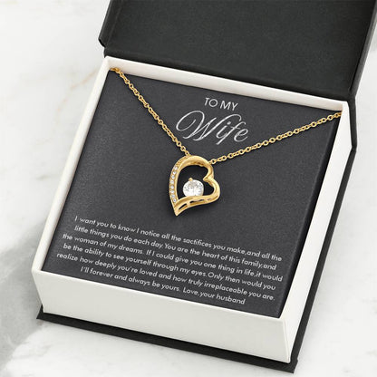 To My Wife Necklace - Beautiful Wife Jewelry Gift for Birthday, Valentine’s Day & Special Romantic Moments - Forever Love Necklace
