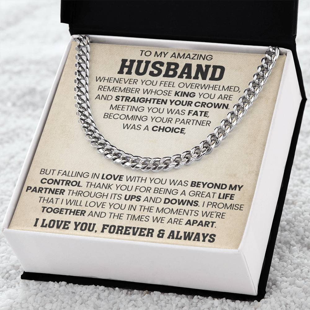 Cuban Link Chain for Him - Husband Birthday & Anniversary Gift from Wife