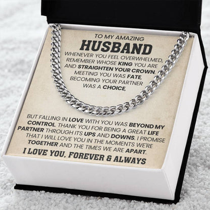 Cuban Link Chain for Him - Husband Birthday & Anniversary Gift from Wife