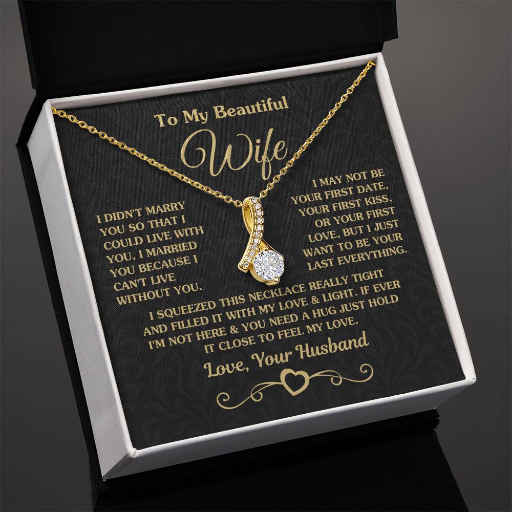 To My Beautiful Wife Necklace - Emotional Love Jewelry Gift from Husband for Valentine’s Day & Birthday Happiness - Alluring Beauty Necklace