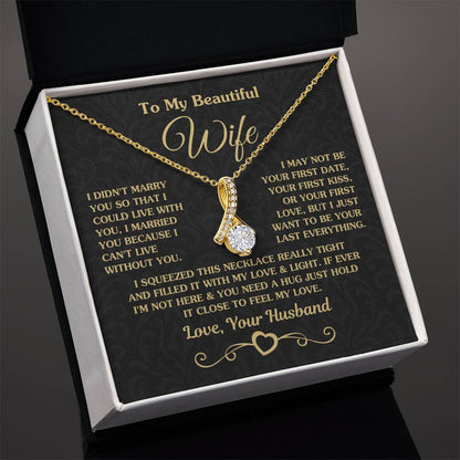 To My Beautiful Wife Necklace - Emotional Love Jewelry Gift from Husband for Valentine’s Day & Birthday Happiness - Alluring Beauty Necklace