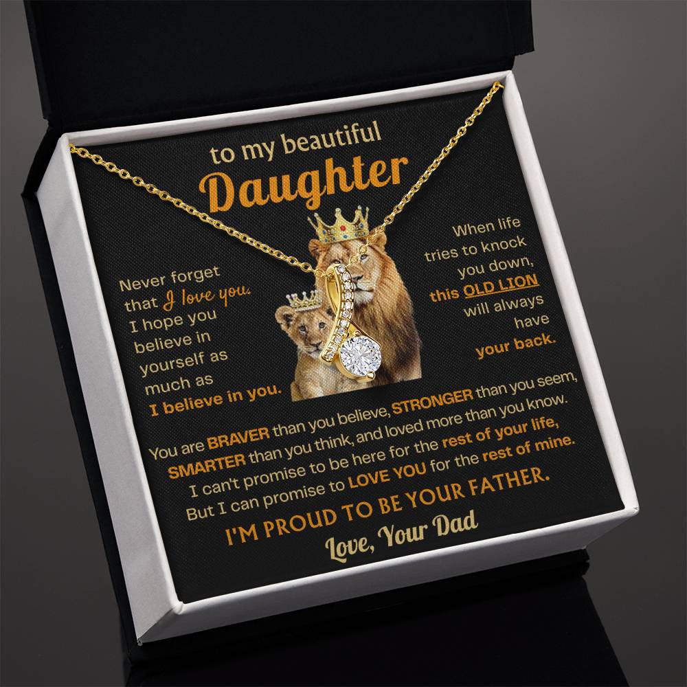 To My Daughter Necklace - Best Surprise Gift for Daughter from Dad for Graduation, Birthday & Christmas - Alluring Beauty Necklace