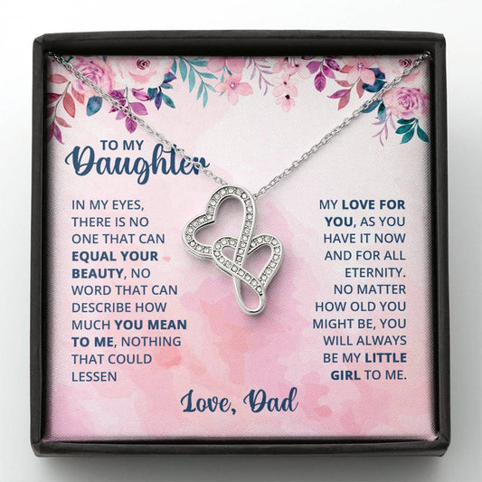To My Daughter Necklace - Heartwarming Gift from Dad for Daughter’s Birthday & Meaningful Achievements - Heart-to-heart Pendant Necklace