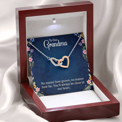 To Our Grandma - You will always be close to our heart - Gift for Grandmother - Interlocking Hearts Necklace