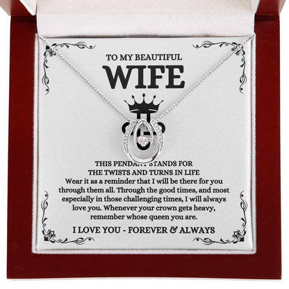 To My Beautiful Wife Necklace - Touching Romantic Gift for Wife from Husband for Christmas, Anniversary & Valentine’s Day - Lucky In Love Necklace