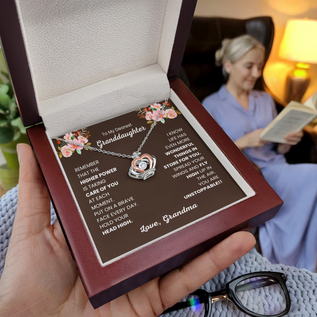 To My Granddaughter Necklace – Grandma’s Birthday Graduation Gift for Granddaughter – Crown Pendant Necklace