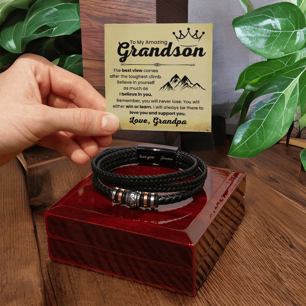 Grandson Gift from Grandma – Christmas, Graduation, Birthday – Love You Forever Bracelet