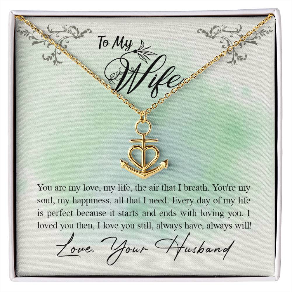 To My Wife Necklace - Best Loving Jewelry Gift for Valentine’s Day, Anniversaries & Romantic Surprises - Anchor Pendant Necklace