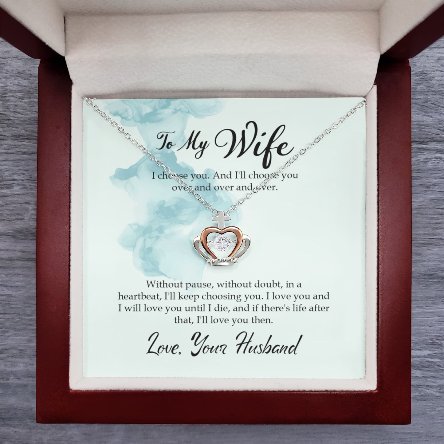To My Wife Necklace - Best Romantic Gift for Wife - Crown Pendant Necklace