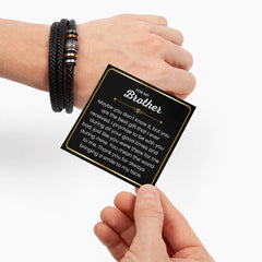 Brother Bracelet Gift, Stylish Leather Bracelet with Meaningful Message, For My Brother