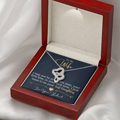 To My Wife Necklace - Emotional Love Jewelry Gift from Husband for Valentine’s Day & Birthday Happiness - Heart-to-heart Pendant Necklace