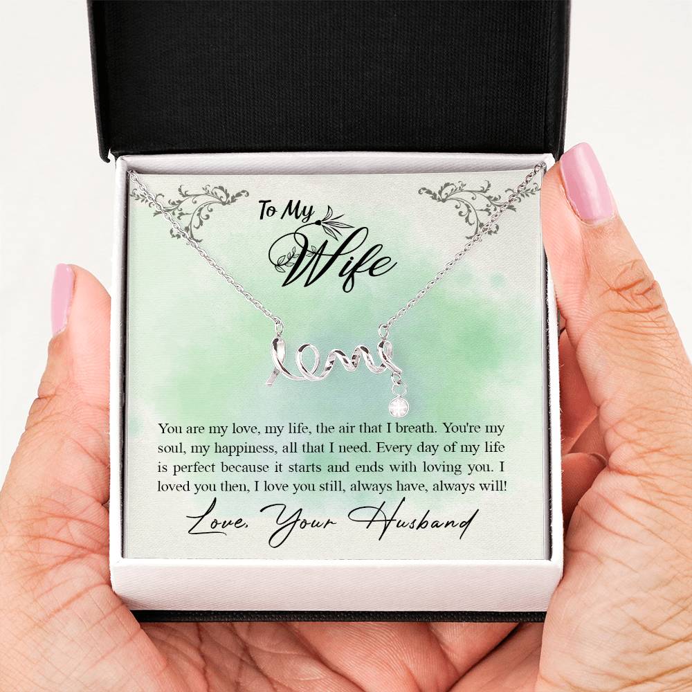 Holiday Gift for Wife - Romantic Jewelry from Husband for Christmas & Valentine’s Day - Scripted Love Necklace