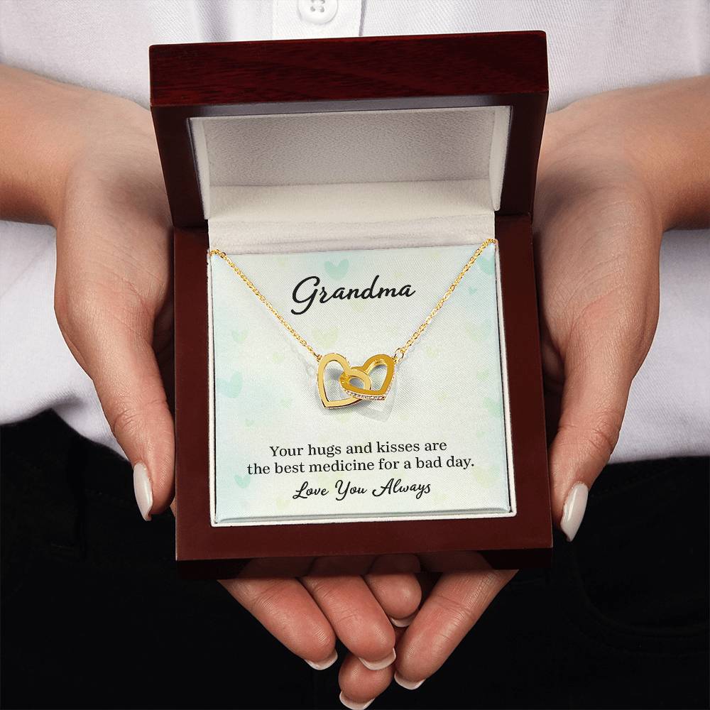 Gift for Grandma - Your Hugs and Kisses - Interlocking Hearts Necklace