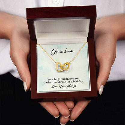 Gift for Grandma - Your Hugs and Kisses - Interlocking Hearts Necklace
