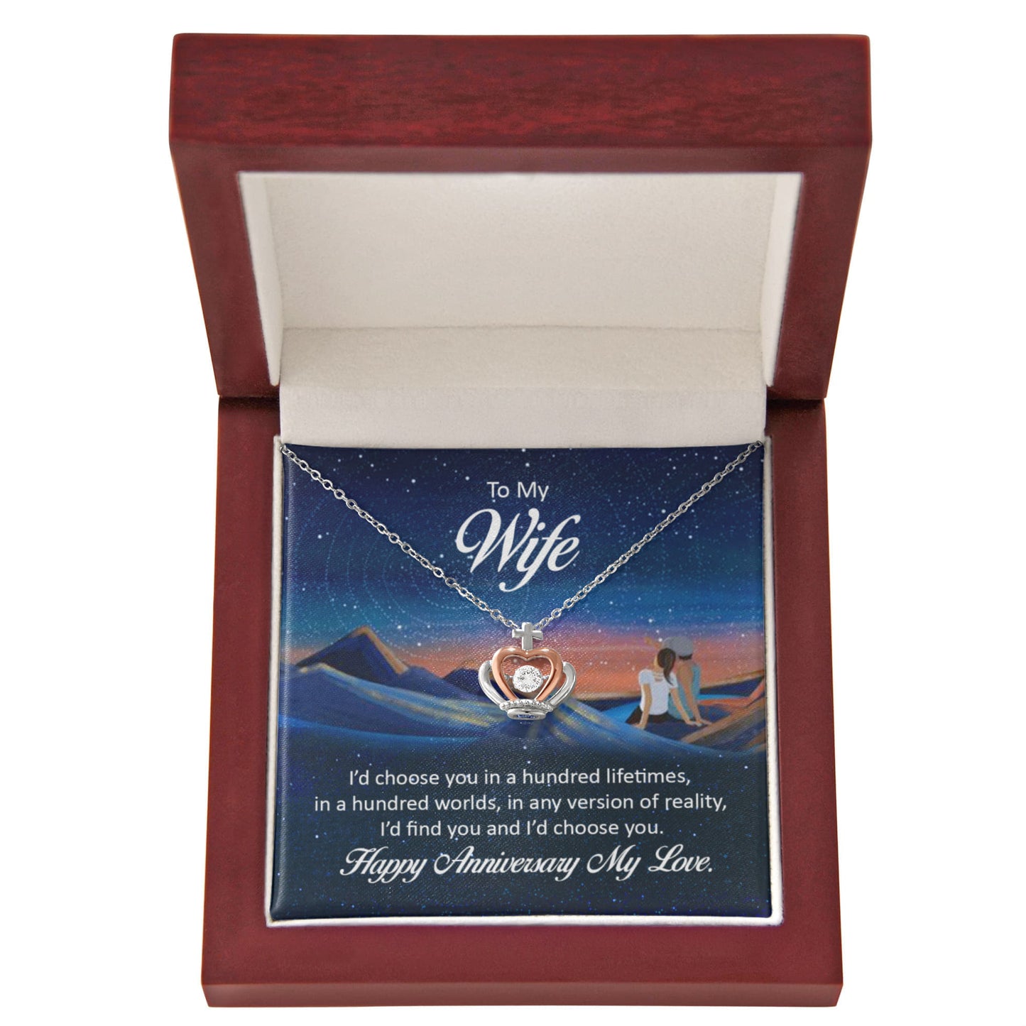 To My Wife Necklace - Special Valentine’s Gift from Husband - Crown Pendant Necklace