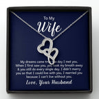 To My Wife Necklace - Sweetest Gift for Wife from Husband for Valentine’s Day, Anniversary & Birthday Joy - Heart-to-heart Pendant Necklace