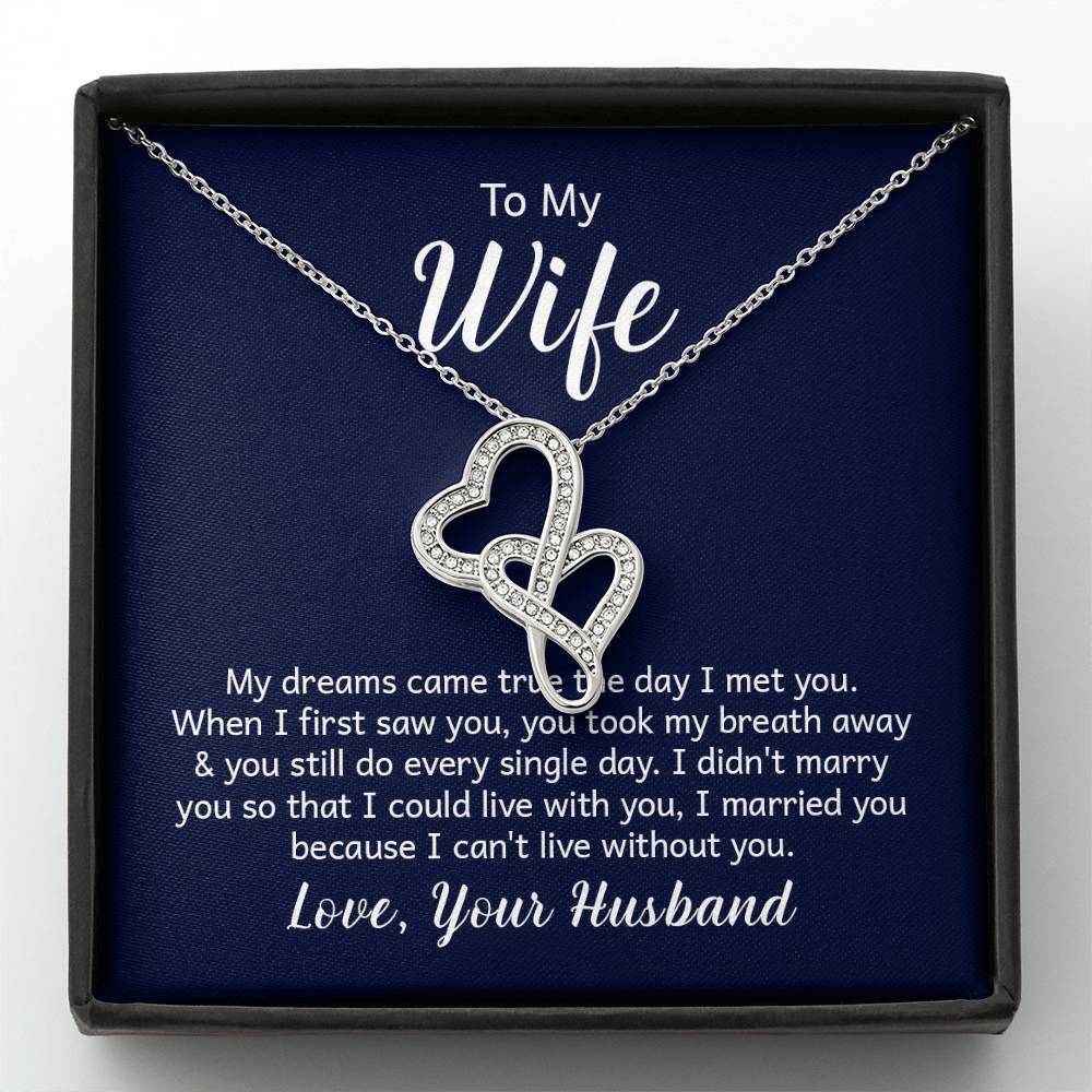To My Wife Necklace - Sweetest Gift for Wife from Husband for Valentine’s Day, Anniversary & Birthday Joy - Heart-to-heart Pendant Necklace