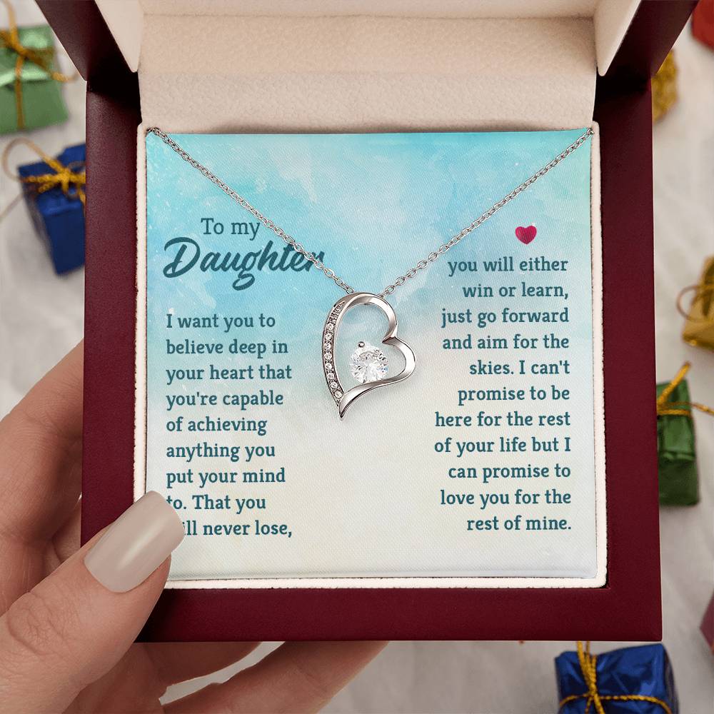 To My Daughter Necklace – Daughter Gift for Birthday, Graduation Achievements – Forever Love Necklace