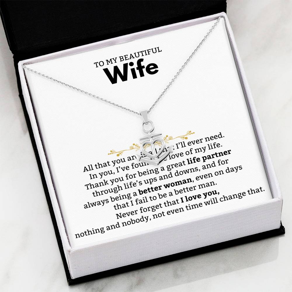 To My Wife Necklace from Husband - Emotional Jewelry Gift for Anniversary, Birthday & Valentine’s Day - Anchor Pendant Necklace