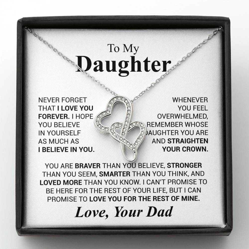 To My Daughter Necklace - Sentimental Surprise Gift from Dad - Heart-to-heart Pendant Necklace