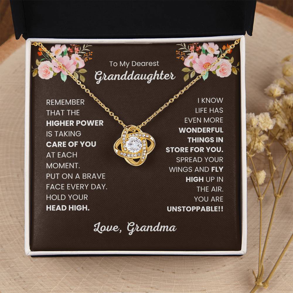 To My Granddaughter Necklace – Birthday & Graduation Gift from Grandma – Love Knot Necklace