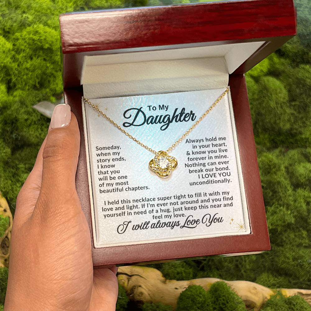 To My Daughter Necklace – Daughter Birthday & Graduation Jewelry Surprise – Love Knot Necklace