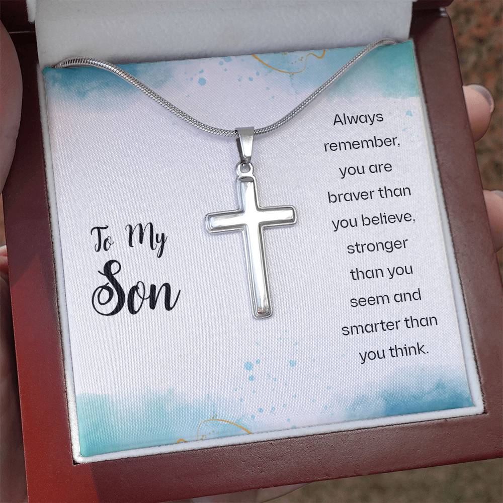 To My Son Necklace - Always Remember - Artisan Cross Necklace