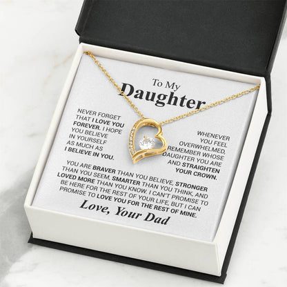 To My Daughter Necklace – Graduation & Christmas Gift from Dad – Forever Love Necklace