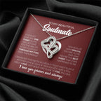 To My Beautiful Soulmate Necklace - Soulmate Jewelry Gift for Her for Birthday & Valentine’s Day - Heart-to-heart Pendant Necklace