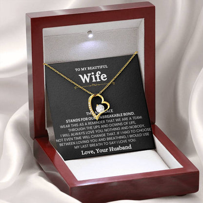To My Beautiful Wife Necklace - Loving Husband Gift for Christmas, Valentine’s Day & Birthday Celebrations - Forever Love Necklace