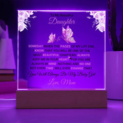 Acrylic Love Keepsake for Daughter, Personalized Gift, Special Memory Plaque, To My Beautiful Daughter