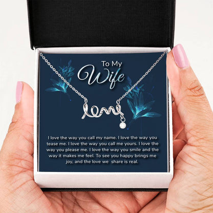 Just Because Gift for Wife - Romantic Jewelry from Husband - Scripted Love Necklace