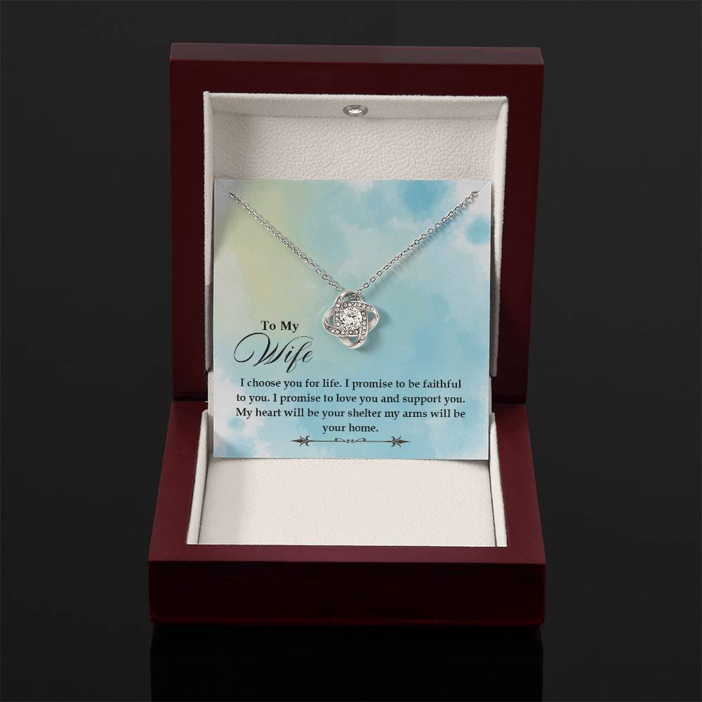 To My Wife Gift from Husband - Romantic Jewelry for Birthday & Anniversary Celebrations - Love Knot Necklace