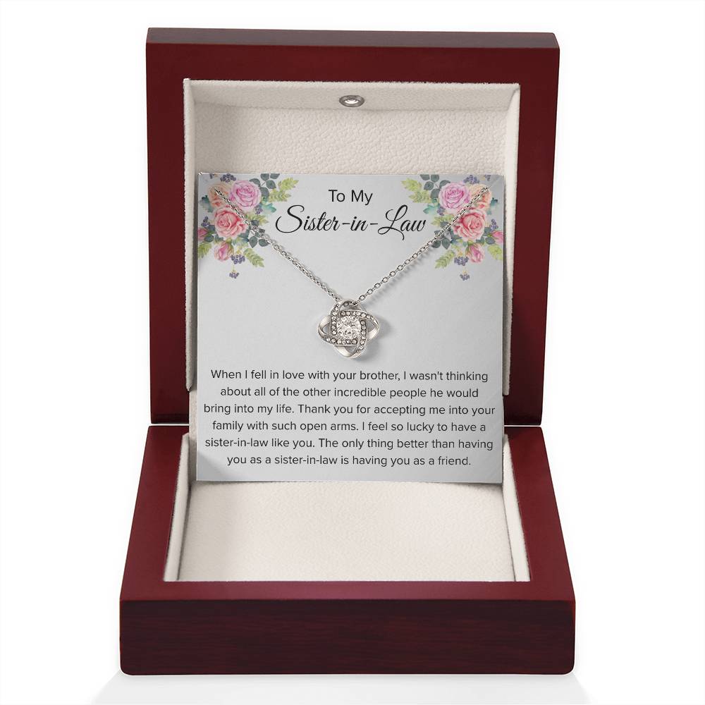 To My Sister In Law Necklace - Gift for Bonus Sister - Love Knot Necklace