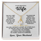 To My Beautiful Wife Necklace - Loving Husband Gift for Christmas, Valentine’s Day & Birthday Celebrations - Alluring Beauty Necklace