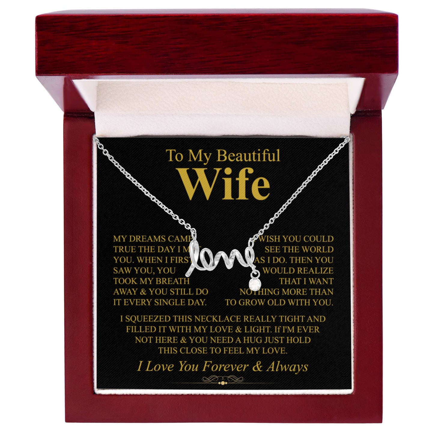 Perfect Gift for Wife - Meaningful Jewelry from Husband for Any Occasion Including Valentine’s Day - Scripted Love Necklace