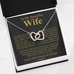 To My Beautiful Wife Necklace - Perfect Romantic Surprise from Husband for Anniversary, Birthday & Valentine’s Day - Interlocking Hearts Necklace