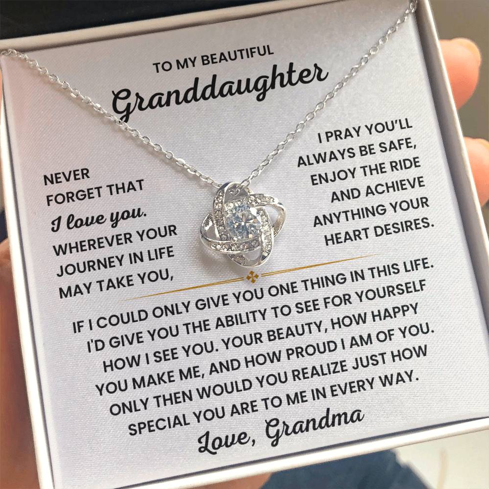 To My Granddaughter Necklace – Graduation & Birthday Gift from Grandma – Love Knot Necklace