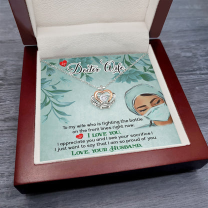 Sentimental Gift for Doctor Wife - Emotional Husband-to-Wife Jewelry for Birthday, Christmas & Valentine’s Day - Crown Pendant Necklace