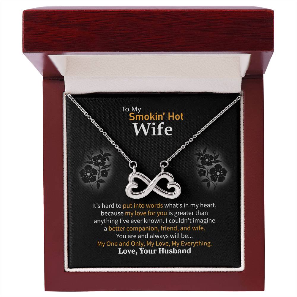To My Smokin' Hot Wife Necklace - Meaningful Romantic Gift for Wife from Husband for Valentine’s Day & Forever Love - Endless Love Necklace
