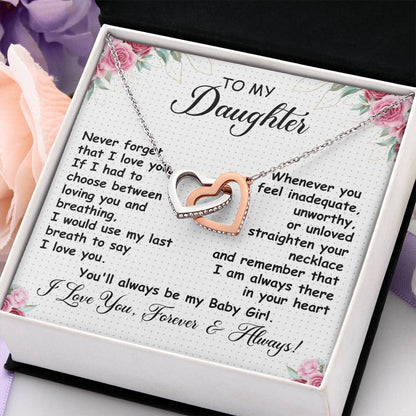 To My Daughter Necklace - Unique Daughter Gift for Christmas & Special Days - Interlocking Hearts Necklace