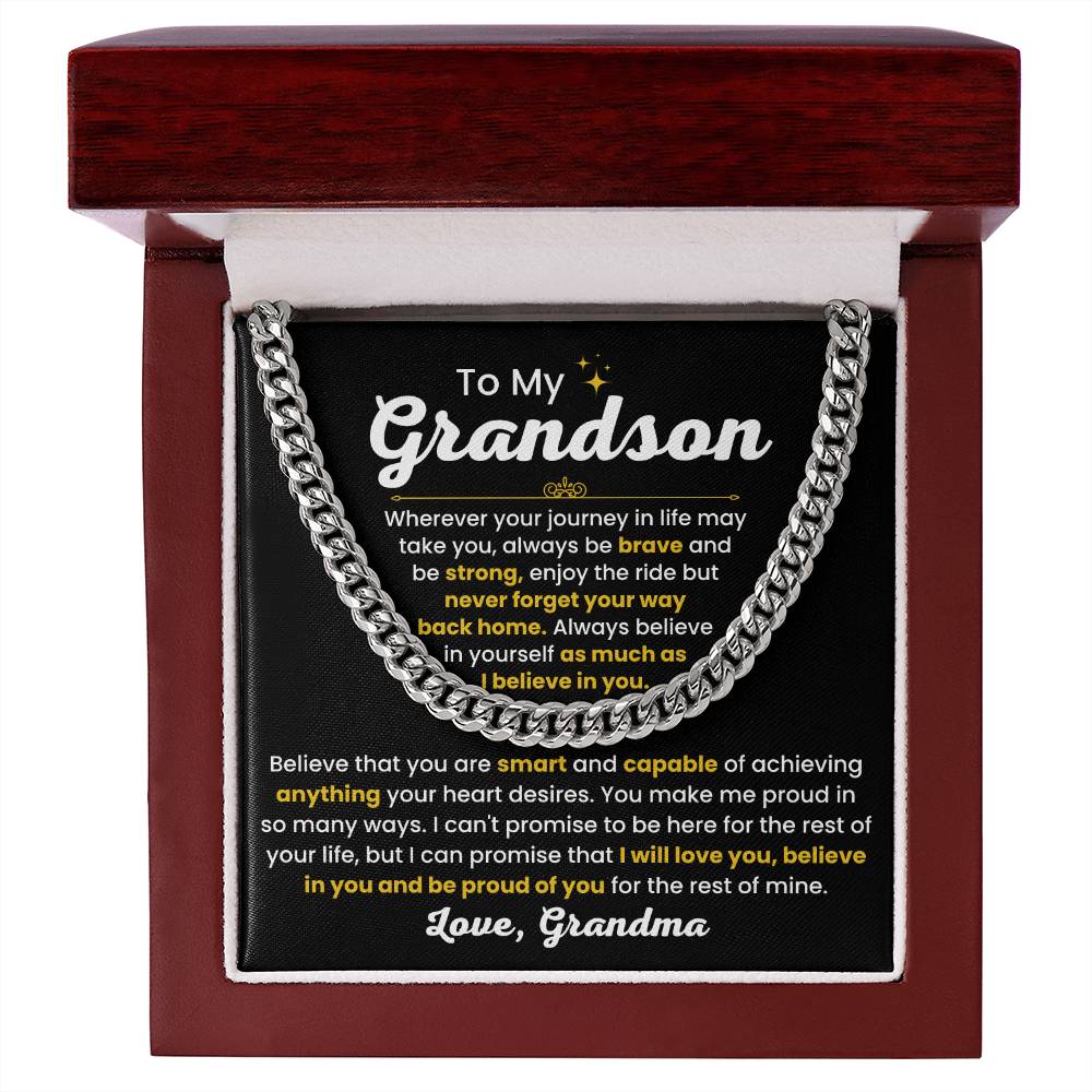 Cuban Link Chain Necklace, Gift for Grandson from Grandma, Stylish Jewelry for Birthday, Graduation & Special Occasions