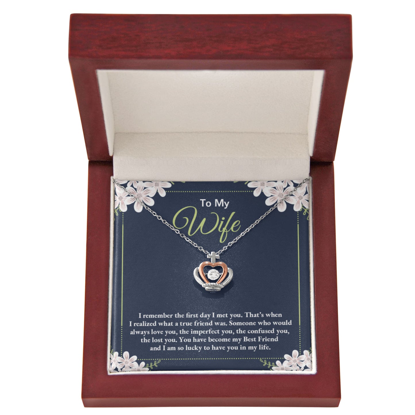 To My Wife Necklace - Romantic Gift for Anytime Love - Crown Pendant Necklace